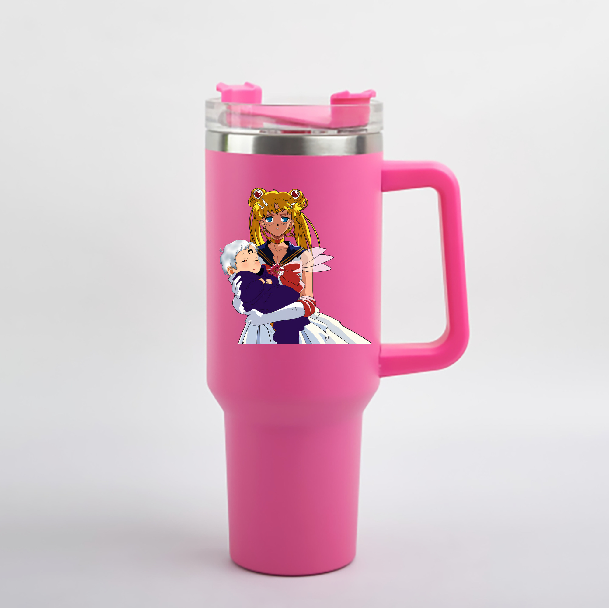 （画像用） 美少女戦士セーラームーン 月野 うさぎ つきの うさぎ Sailor Moon Tsukino Usagi 1200mL車用タンブラー - クリスタルステッカー（プラスチックストロー付き）
